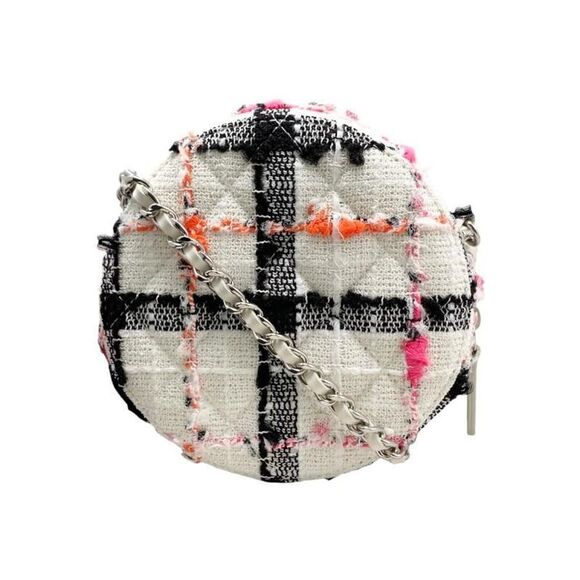 Chanel Shoulder Bag Round Mini Classic Chain Ap0245 Matelasse Tweed Coco Mark - Picture 2 of 10